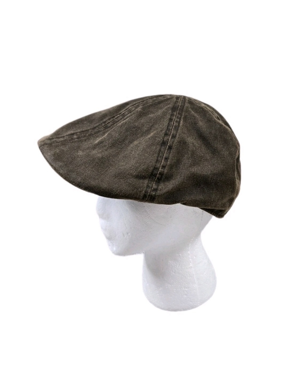 Vintage Stetson Flat Cap L / XL Brown Faux Leather Newsboy Cabbie Retro Hipster